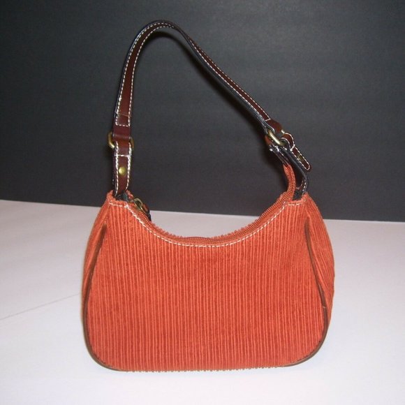 Tommy Hilfiger Handbags - Tommy Hilfiger Orange with Brown Corduroy Purse
